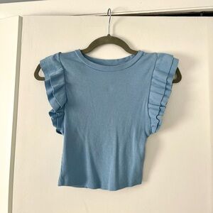 ZARA Small Ruffle Sleeveless Top - Light Blue